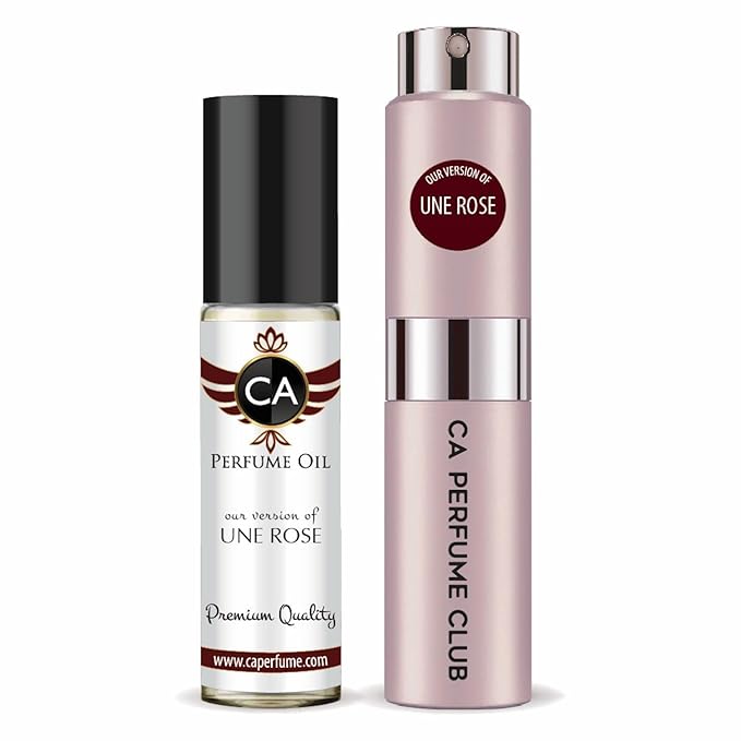 CA Perfume Duo Impression of Une Rose For Women Perfume Layering Set Long Lasting Travel Size EDP + Body Oil Roll-On Bottle 0.27 Fl Oz+0.33 Fl Oz