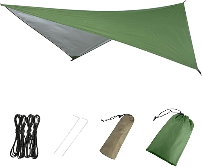 Azarxis Hammock Camping Tarp Rain Fly, Waterproof Tent Shelter Awning Sunshade Cloth Picnic Mat for Outdoor Hiking Beach B...