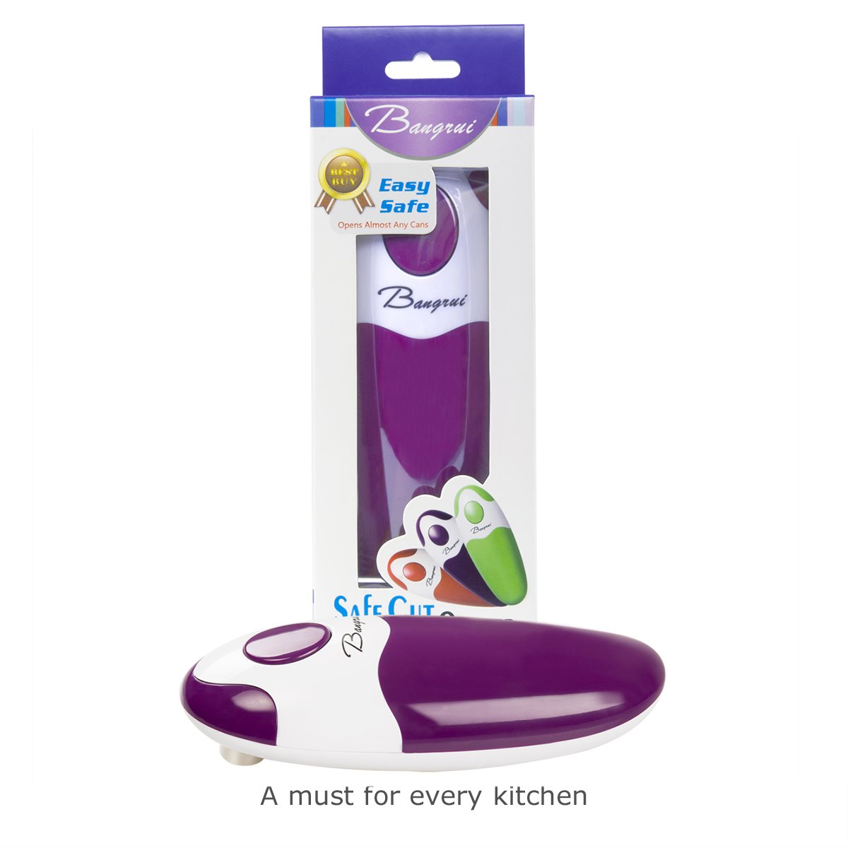 Kitchen Automatic Safety Cordless One Tin Opener&Bangrui Professional Electric Opener.One-touch switch .Smooth can edge.Being friendly to left-hander and arthritics!(Purple)