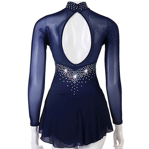 LIUHUO Ice Figure Skating Dress Girls Women Elegant Quality Crystals Competition Ice Dance Skirt Competition Blue
