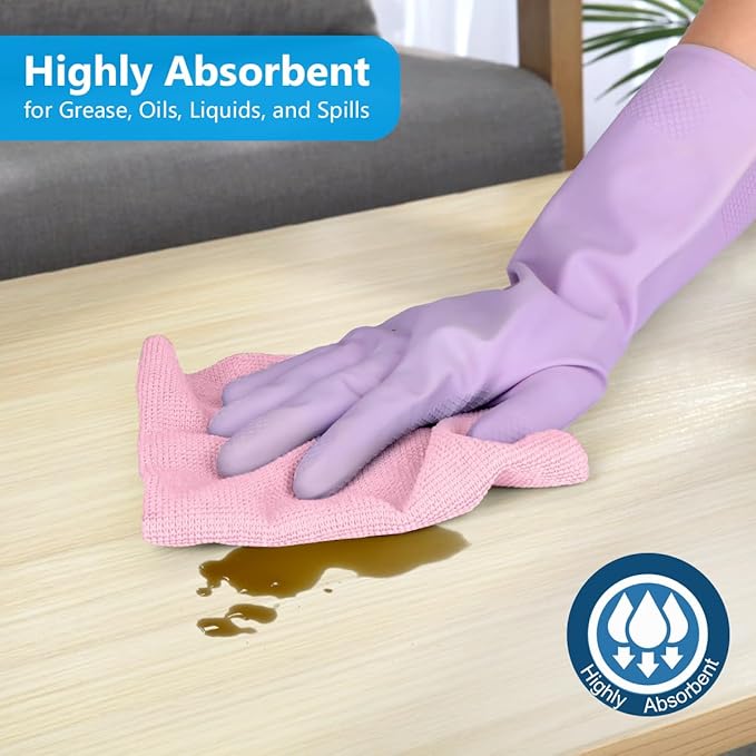 GLIMGLINT Microfiber Cleaning Cloth, 100 Pack Shop Towels, Lint-Free, Ultra Absorbent Reusable or Disposable Microfiber Cloths for Kitchen, Car, Cleaning Rags, 11" x 9", Red