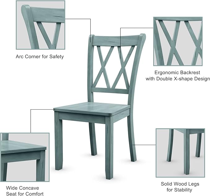 Giantex Set of 2 Dining Chairs, Rubber Wood Dining Room Chair, Farmhouse Dining Side Chairs, Max Load 400 Lbs, Wooden Kitchen Chairs for Home Kitchen, Dining Room