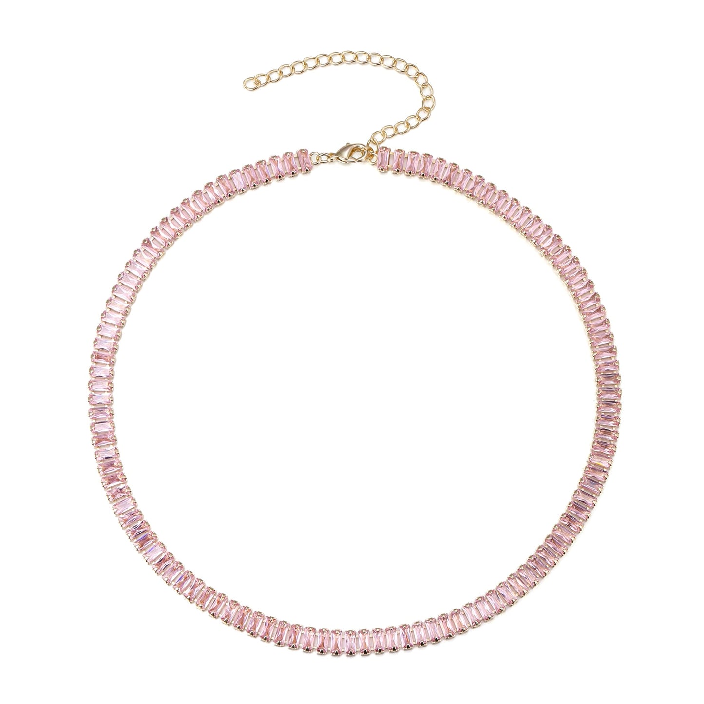 FANZE Sparkly Tennis Necklaces for Women Cubic Zirconia Gold Plated Choker Necklace Dainty Jewelry Gifts for Holiday Wedding Party Prom Valentines Day