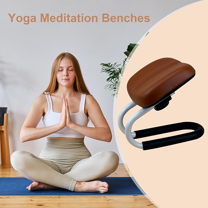 Prayer Stool - Accessories, Non-Slip Leg Sleeve, Portable Chair for Home Yoga Studio | Prayer Bench Foldable Meditation Seat, Metal Frame Yoga Stool Adjustable Height, Bench Seat with Non-Slip Leg