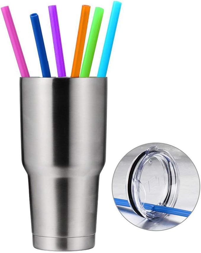 12 Inch Extra Long Reusable Silicone Straight Straws for Extra Tall Tumbler 40 OZ Hydro Flask,32 OZ Blender Bottle Nutribullet, Nutri Ninja Cups