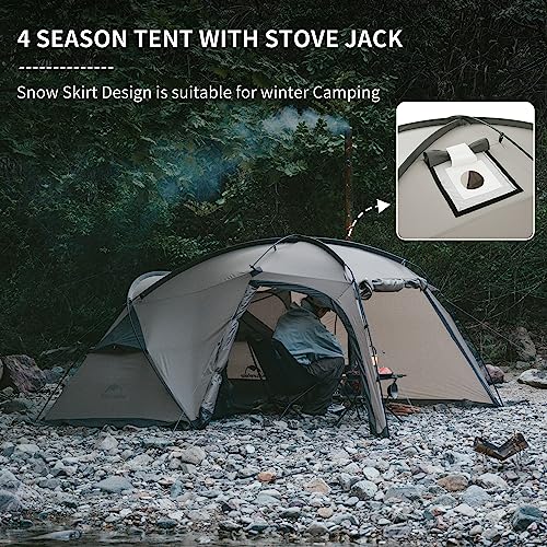 Naturehike Massif Hot Tent with Stove Jack, Waterproof Windproof 4 Season Tent, 2/4 Person Cold Weather Winter Tents for C...