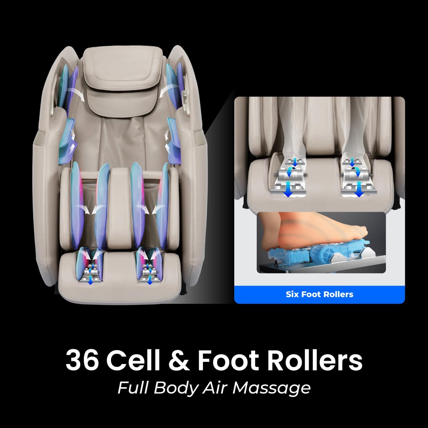 AmaMedic 3D Astoria | Full Body Massage Chair l Intelligent Voice Control | Touchscreen Controller | Heating Therapy l Zero Gravity Reclining (Taupe)