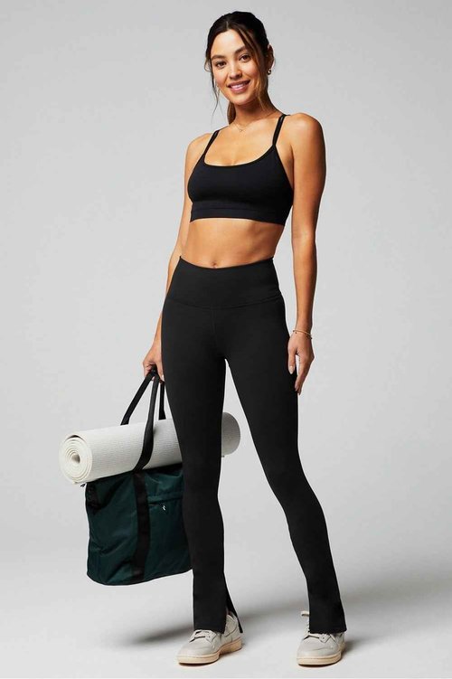 Fabletics Define PowerHold® Split Hem Flare Pant, Moisture-Wicking, 4-Way Stretch, M, Black