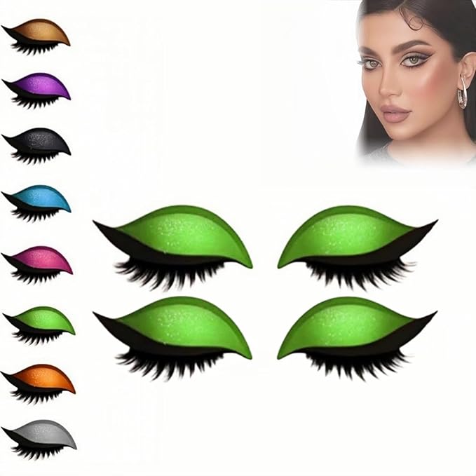 Lazy Eye Shadow Eyelash Patch, 2-In-1 Self-Adhesive Natural Waterproof Eyelashes Stickers,Reusable Fast Eye Makeup with False Lashes,Shadow, No-Mascara Look for Party, Prom