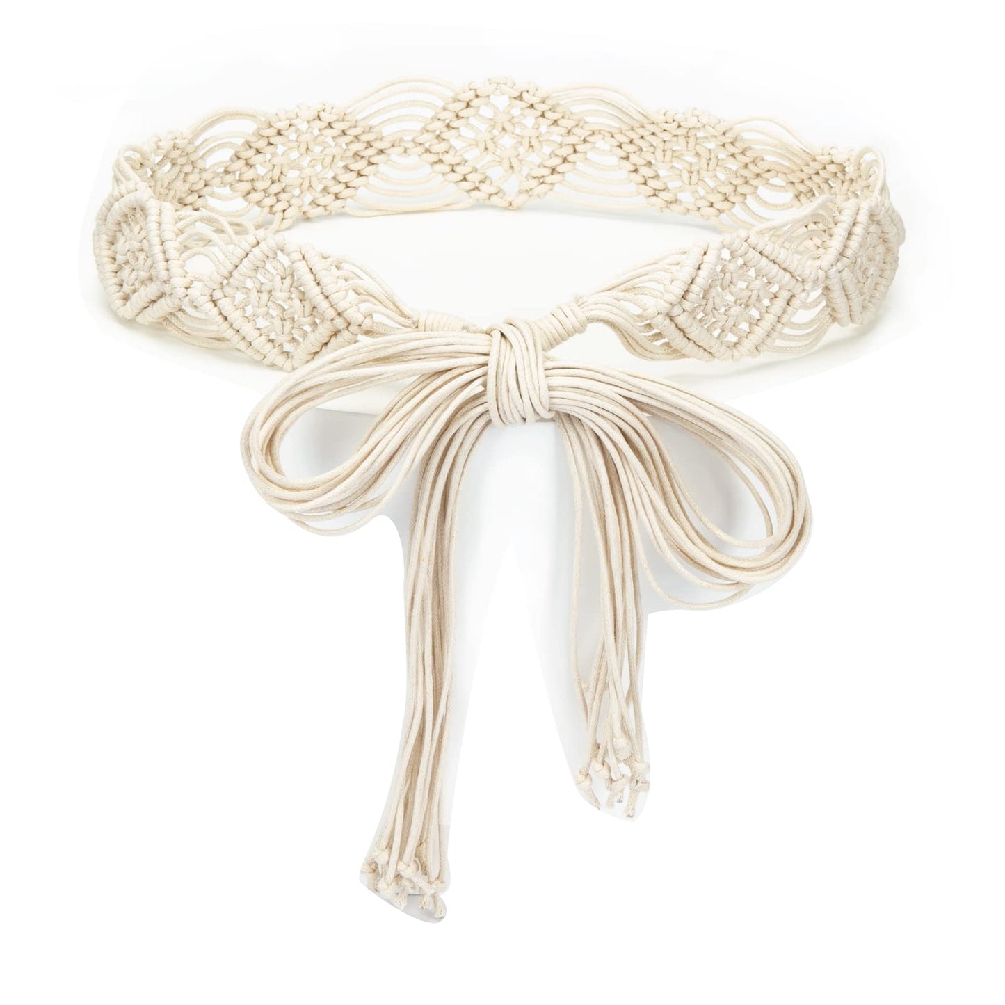 ILuvatar Women's tassel knotted belt metal wide belt women's Bohemian style rope braid waist butterfly decorative cross knotted manual belt