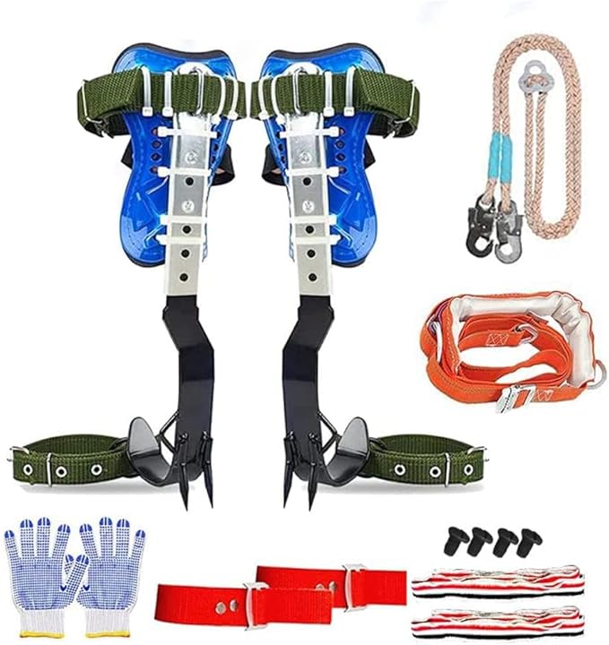 Tree Climbing Spike, Tree Climbing Spike Set 2 Gears Non-Slip Tree Climbing Gear, Tree Climbing Tool Equipment with Gaff G...