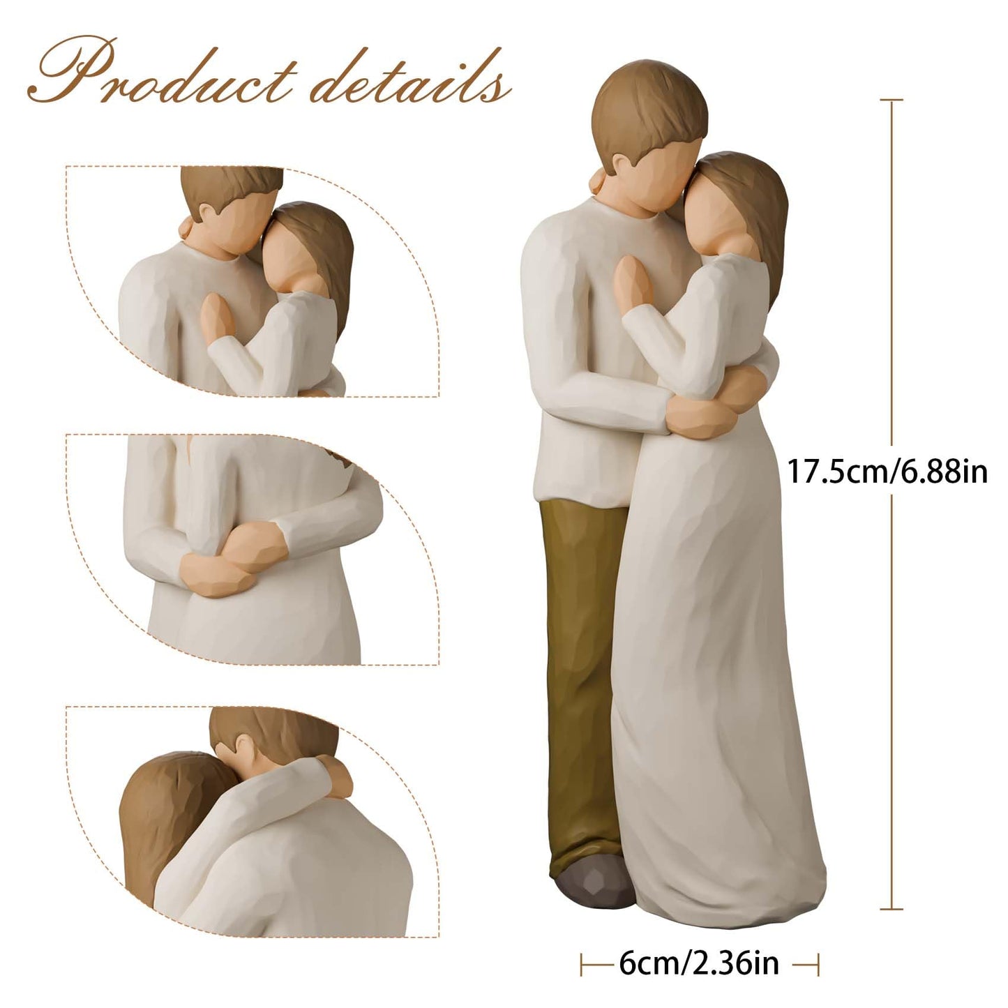 CUNTAUK Couple Figurine, Love Statue Gift for Wedding, Romantic Couple Figurines Best Gifts for Anniversary, Valentine’s Day, Birthday