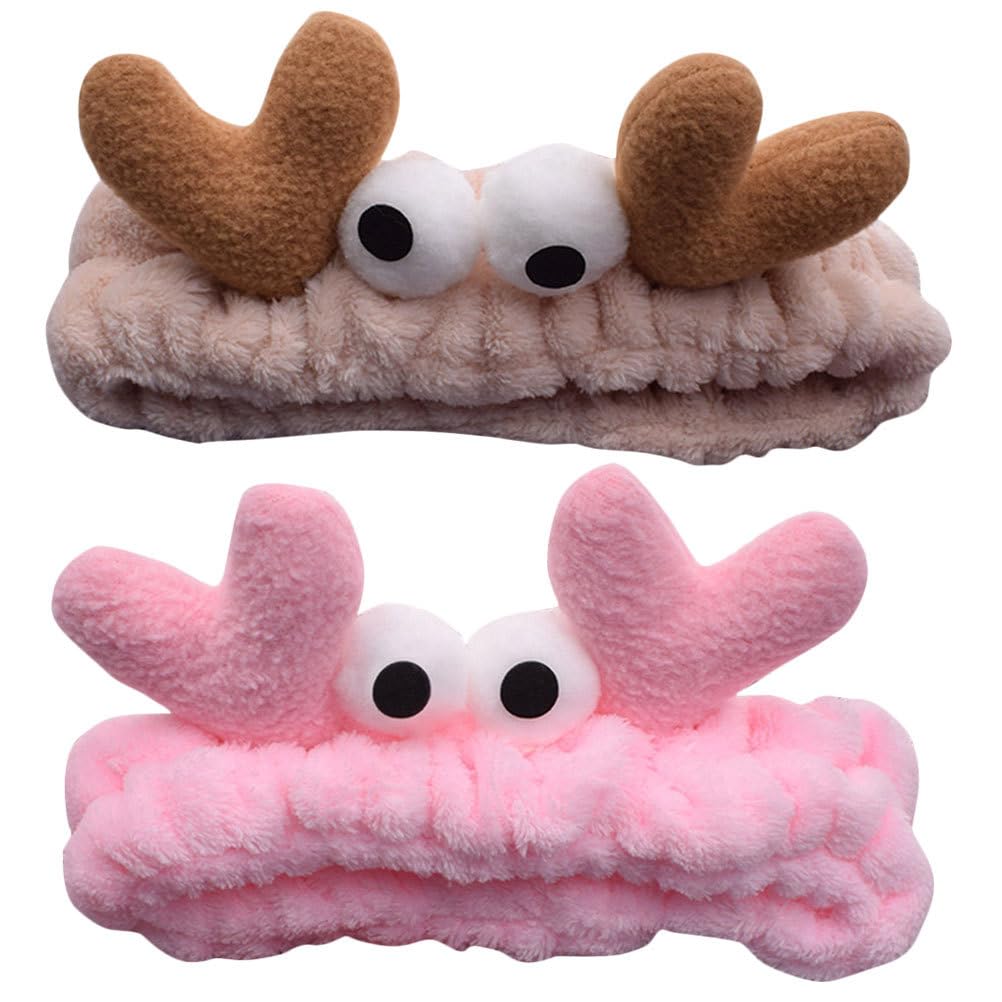 Beaupretty 2 Pieces Spa Headband Face Wash Headband Cute Cartoon Crab Headband Elastic Hair Band Women Girls Makeup Hairbands(Kh