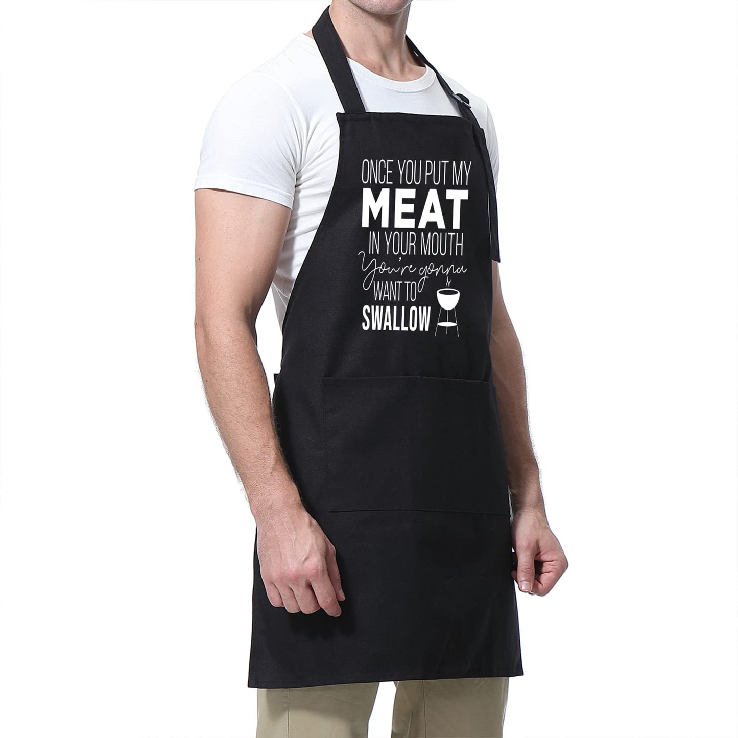 Miracu Funny Cooking Aprons for Men Husband - Christmas, Santa, Birthday Funny Male Gifts for Mens Best Friend, Gifts for Male Friends Guy Boyfriend Chef Man Him - Grilling Grill BBQ Apron w/Pockets