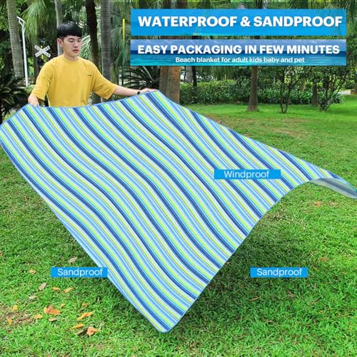 PUPOPIK Extra Large Beach Blanket Outdoor Picnic Blankets, Foldable Waterproof Sand Free Beach Mats Picnic Mat for Festiva...