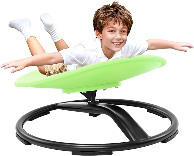 Zhenx Spinning Chair for Autistic Kids (Ages 3-18) - 220LBS Capacity Sensory Swivel Seat - Sensory Toy for Teens with ADHD/Autism - Sit and Spin Calming Gift to Improve Focus & Body Balance (Green)