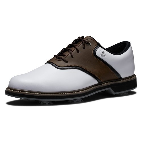 FootJoy Men's FJ Originals Previous Season Style Golf Shoe, White/Brown, 13 Wide