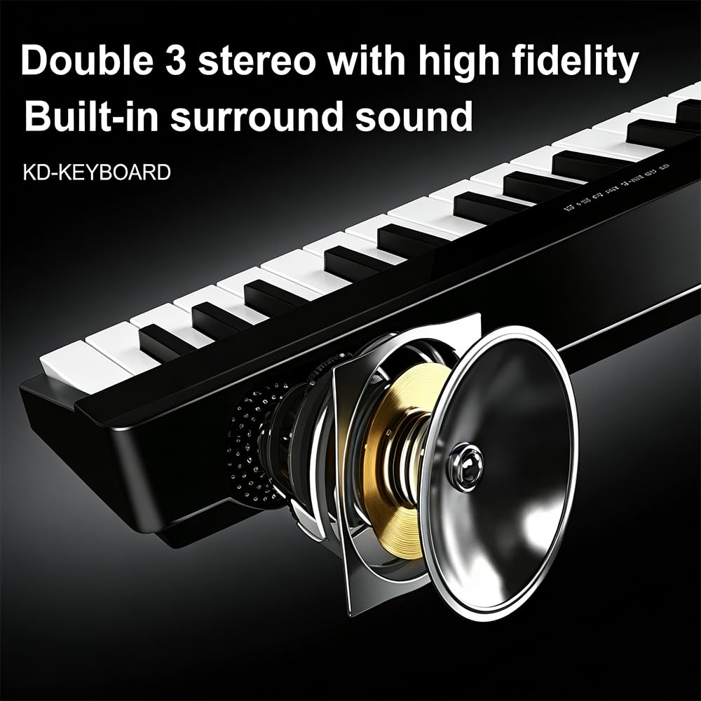 Coolmusic Folding Piano Keyboard 88 Keys, Portable Electric Keyboard with MIDI, Full Size Digital Piano, Wood Grain, Semi-Weighted, Rechargeable, with Storage Bag for Beginner