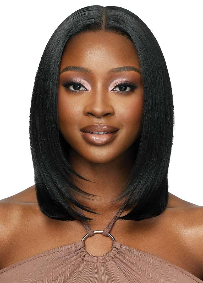 Outre - 5X5 Lace Closure Wig - Human Hair Blend - Natural Yaki 14 (DRFF2/HONEY GINGER BROWN)