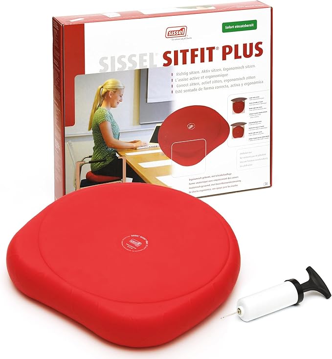 SISSEL SITFIT 14in Red | Active Sitting & Training | Strengthens Back & Pelvic Floor Muscles | Versatile Use: Legs & Veins | Adjustable Pressure | Includes Exercise Poster