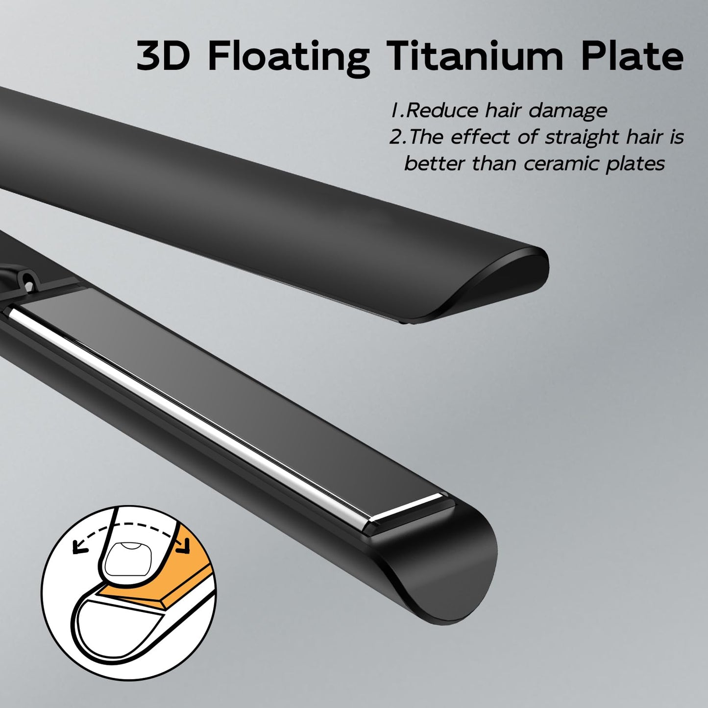 Nicebay Hair Straightener and Curler Fast Heating Titanium Iron with 5 Temp Settings and Negative Ion Technology, Travel-Friendl