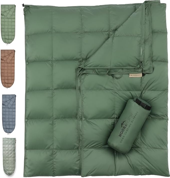 Noora North Down Camping Blanket with Footbox – Lightweight, Packable, Water Resistant Backpacking Quilt & Warm Puffy Comp...