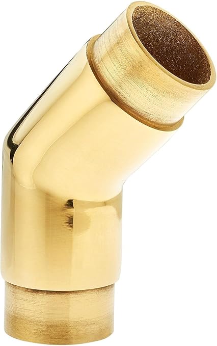 Stylentdecor Bar FootRail 135 Deg Elbow - Complete Undercounter Mount Hardware - Brass Polished 2 Inch