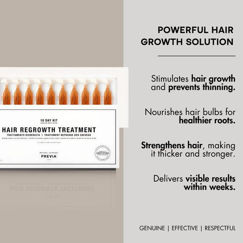 PREVIA Hair Regrowth Treatment | Formulated with Skullcap Extract, Soy & Wheat Germ | Clinically Proven Formula for Thicker & Stronger Hair | 10x 0.10 Fl Oz