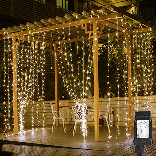 Lighting EVER 594 LED Curtain Lights, 20 x 10 ft Plug in Hanging Fairy String Lights, Wedding Party Backdrop Lights, Twink...