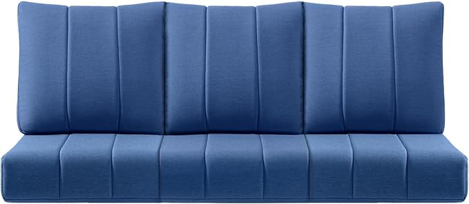 ACTREST Luxury 24x24x6 Inch Kitty Patio Sofa Cushions Set of 3 - Memory Foam Deep Seat Water-Resistant Patio Cushion for Dining Rocking Swivel Chairs Loveseat Sectional Couch - Navy Blue