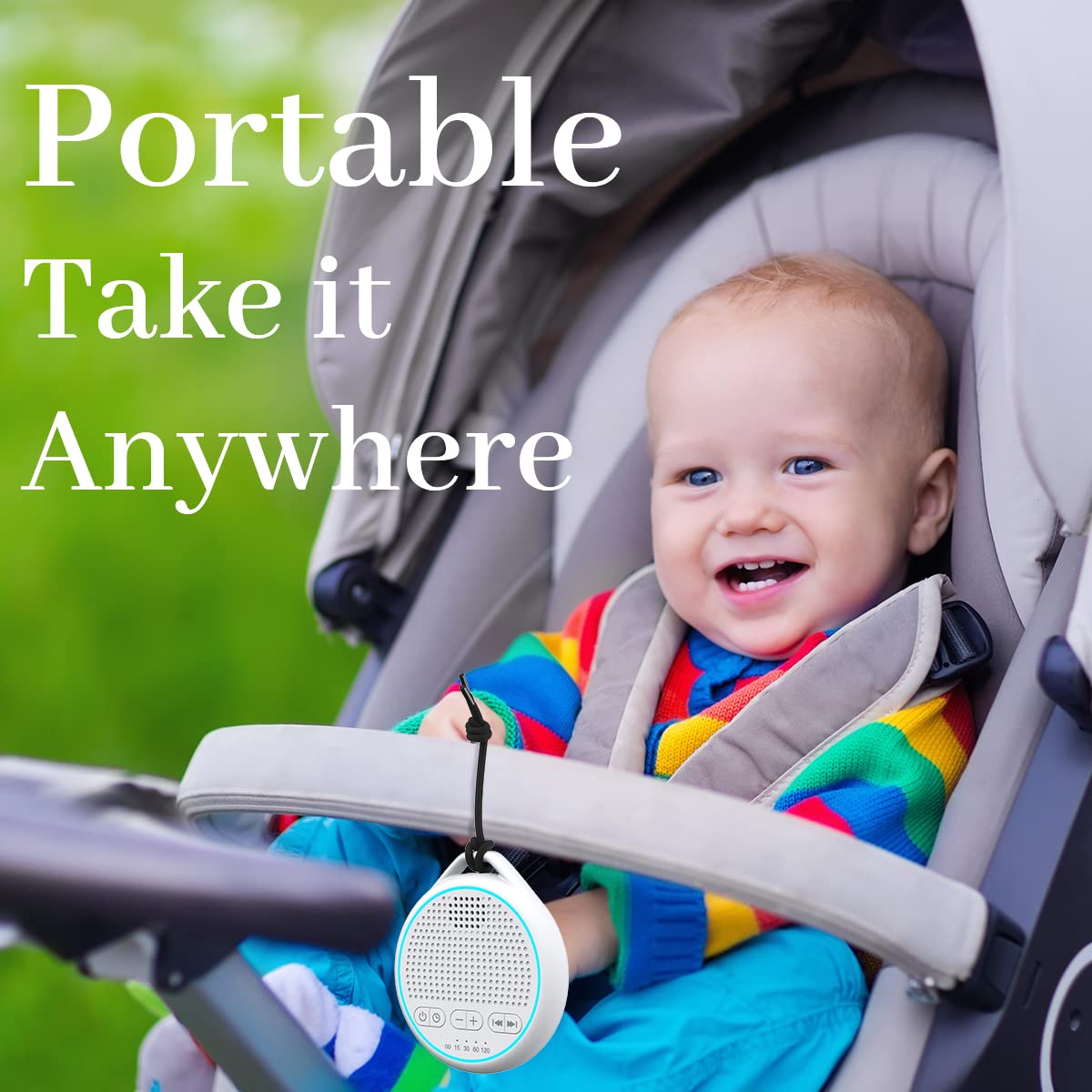 Fourair White Noise Sound Machine with 25 Soothing Natural Sounds Rechargeable Battery Portable for Travel 32 Volume Levels 5 Timers Compact Size for Baby Kids Adults Sleeping (White-Upgrade)