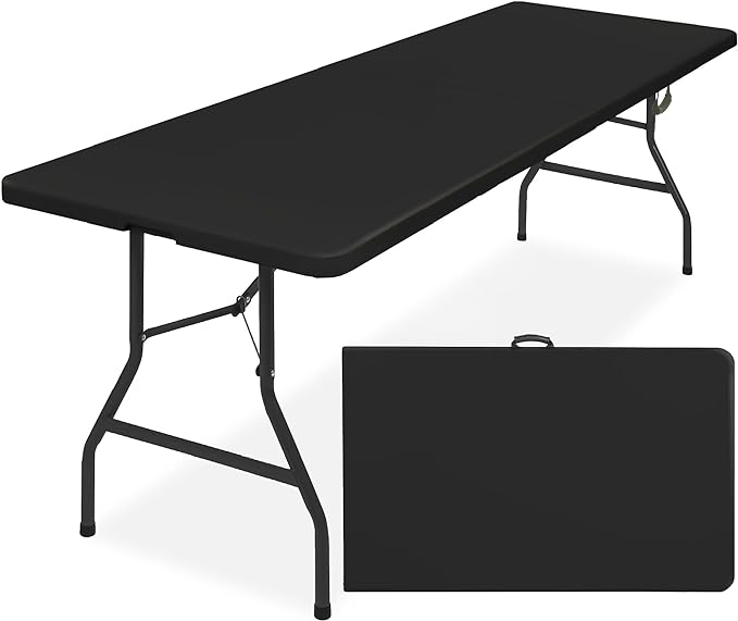 Best Choice Products 8ft Plastic Folding Table, Indoor Outdoor Heavy Duty Portable w/Handle, Lock for Picnic, Party, Pong,...