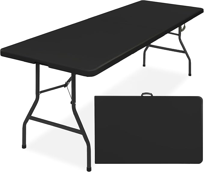 Best Choice Products 8ft Plastic Folding Table, Indoor Outdoor Heavy Duty Portable w/Handle, Lock for Picnic, Party, Pong,...