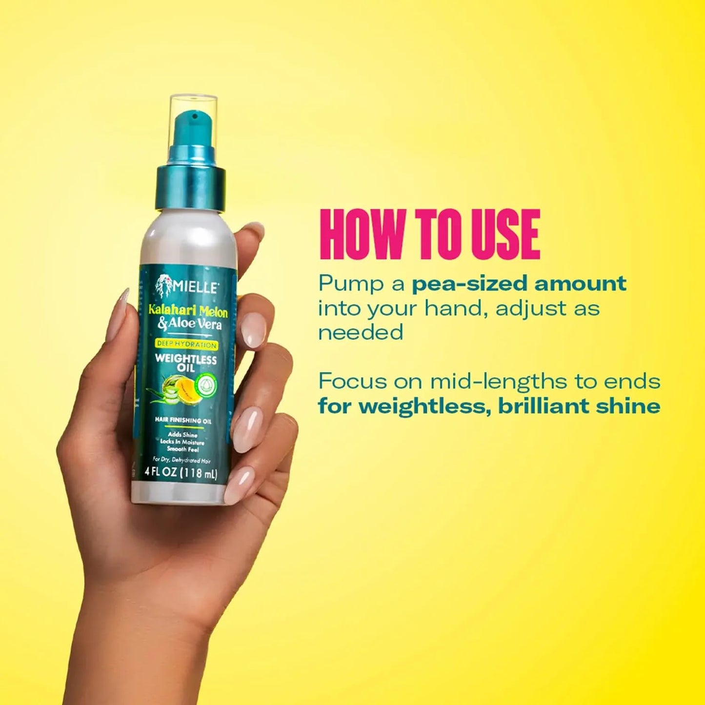 Mielle Weightless Hair Oil - Kalahari Melon & Aloe Vera Deep Hydration Hair Treatment for Dry, Curly and Textured Hair - Lightwe