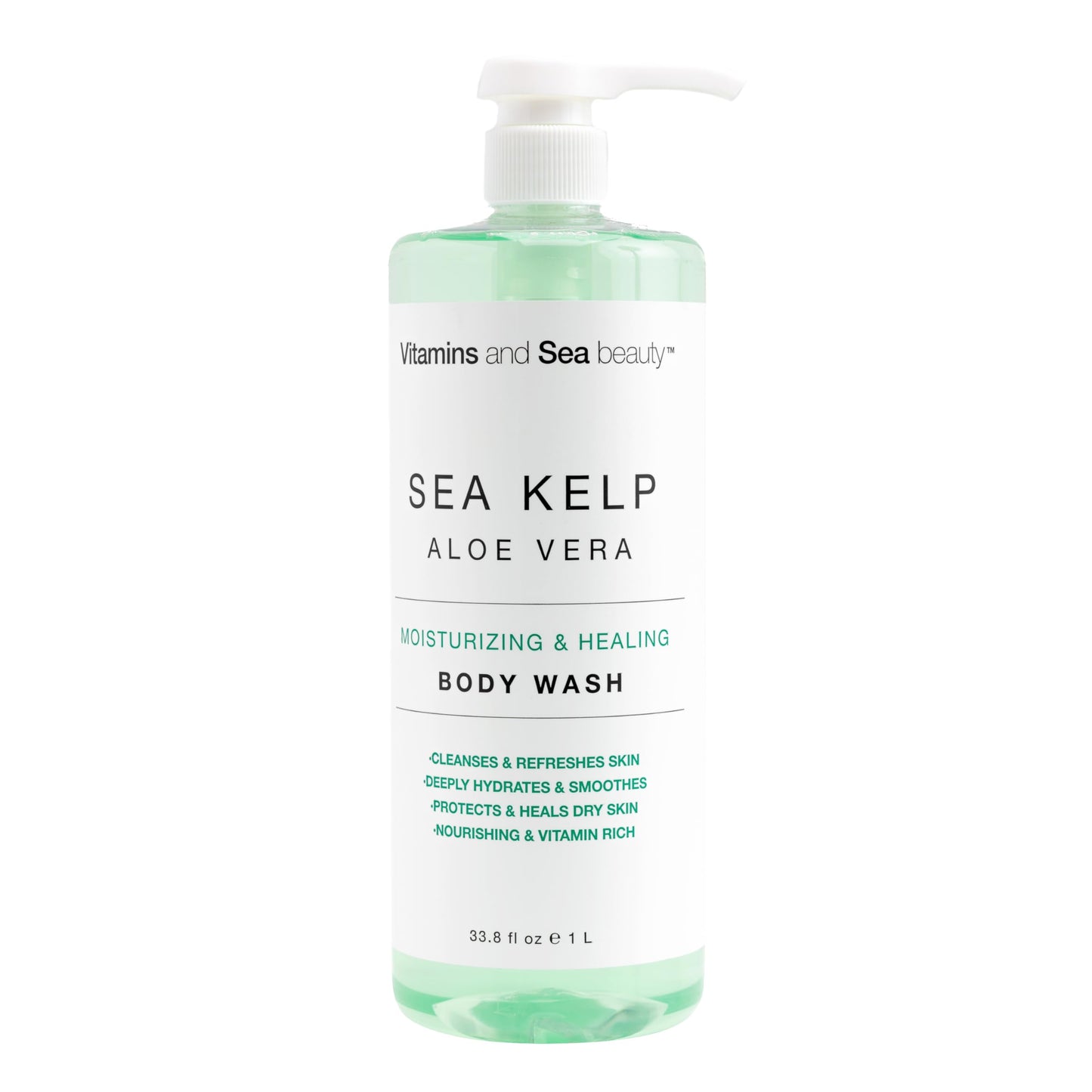 Moisturizing & Healing Body Wash with Sea Kelp & Aloe Vera - Hydrating Cleanser for Dry Skin - Vitamin-Enriched Shower Gel - 33.