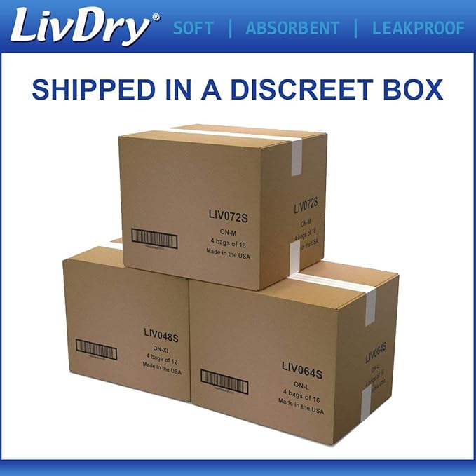 Incontinence Booster Pads by LivDry | Extra Absorbent Protection for Adults, Unisex | Disposable Comfortable Pad (48 Count, Long Length)