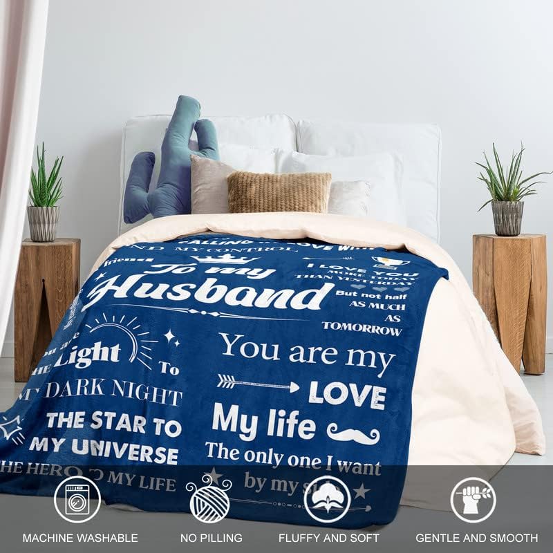 Father's Day Birthday Gifts for Husband from Wife, Romantic Husband Birthday Gift from Wife to My Husband Blanket Christmas Anniversary Valentines Gifts for Husband from WifeThrow Blanket 50*60
