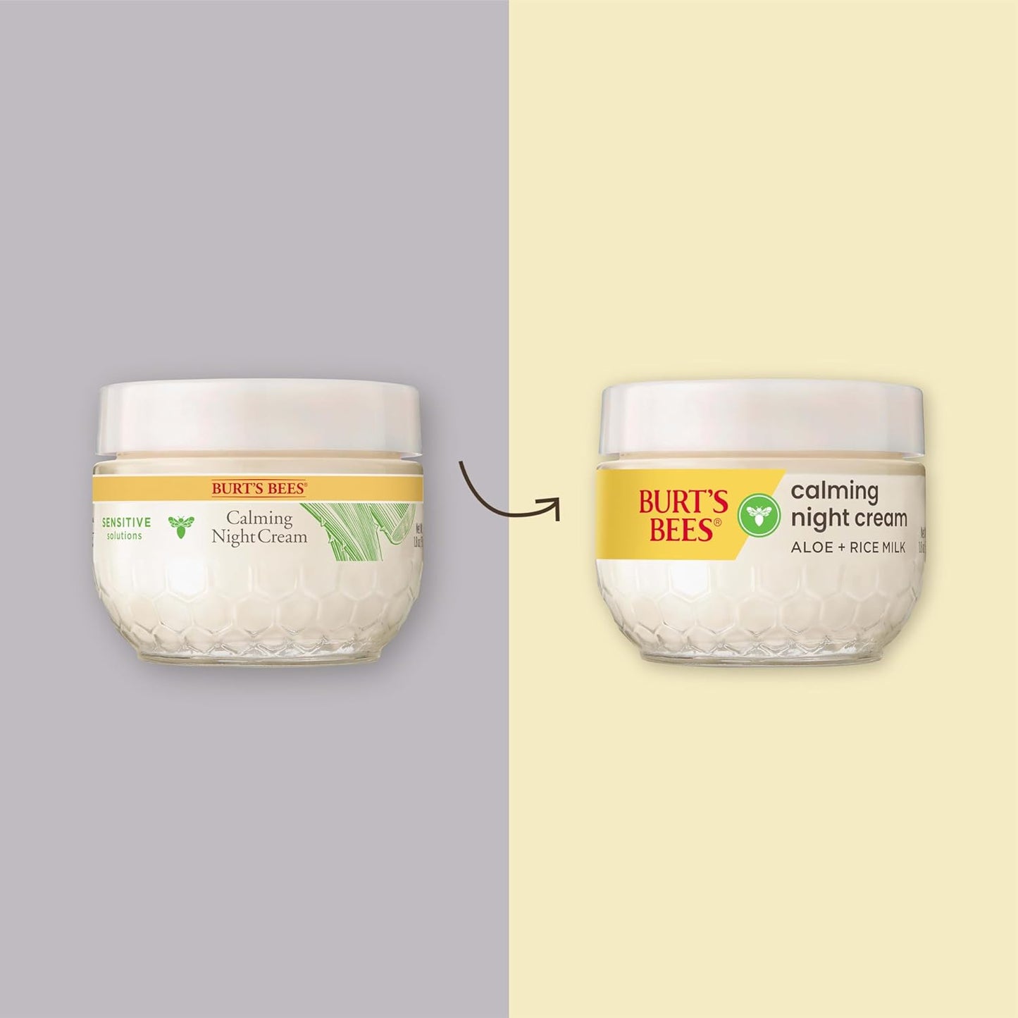 Burt's Bees Calming Night Cream With Aloe and Rice Milk, Face Moisturizer For Sensitive Skin Infuses Skin With Moisture While You Sleep, 98.8 Percent Natural Origin Skin Care, 1.8 oz. Tub