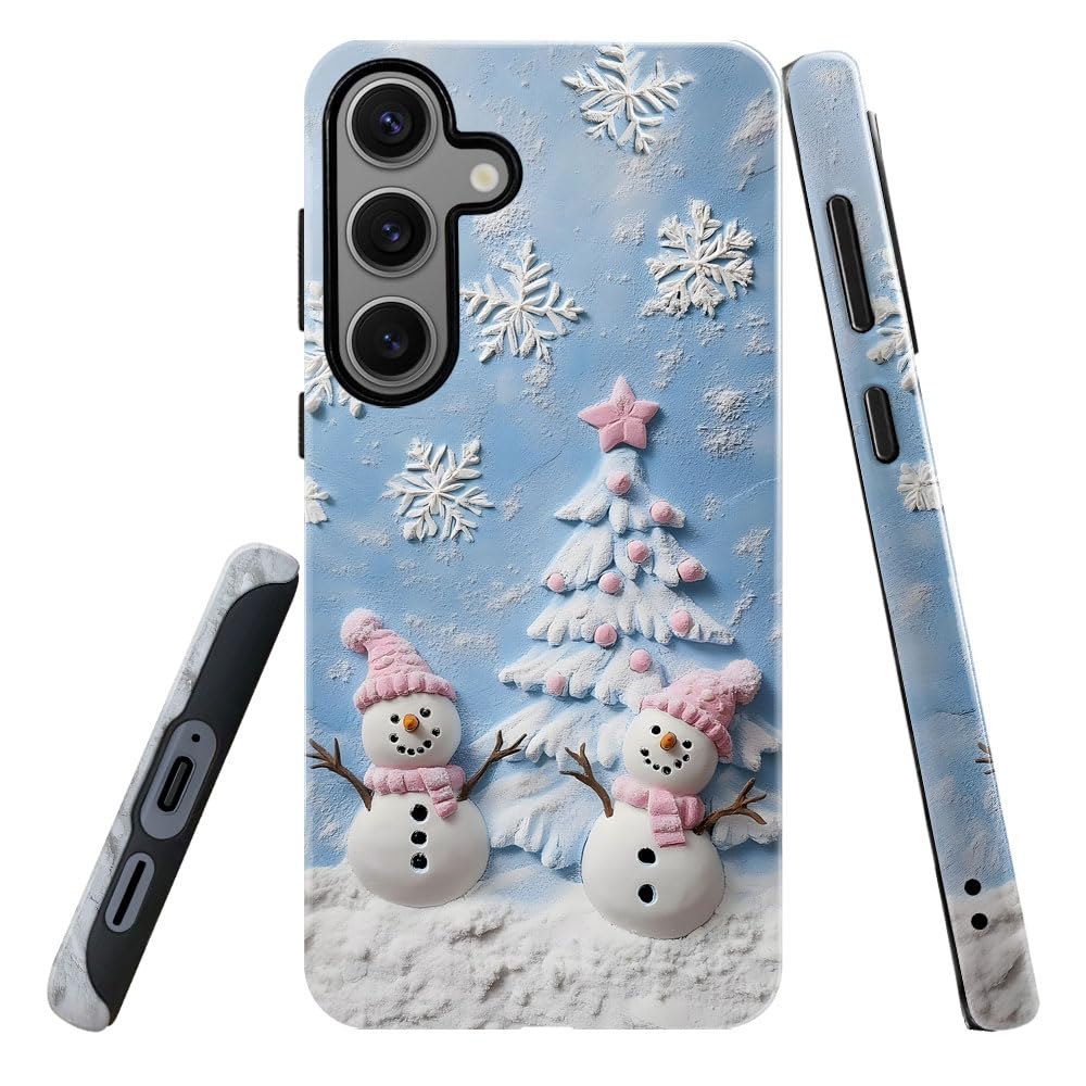 DAIZAG Case for Samsung Galaxy S24 Plus,Military-Grade Protection Cover,Cute Snowman Flower Christmas Tree(Glossy)