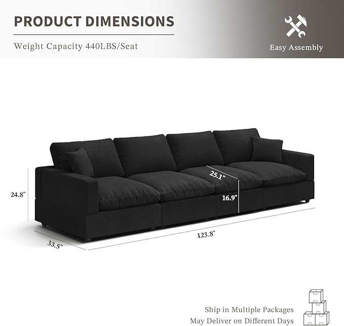 Modular Sectional Sofa Couch for Living Room, Convertible Upholstered Comfy Couches Deep Seat Sofa | Removable & Washable Cushion Covers, Filled with Down Cotton | Free Combination Sleeper Sofa Bed