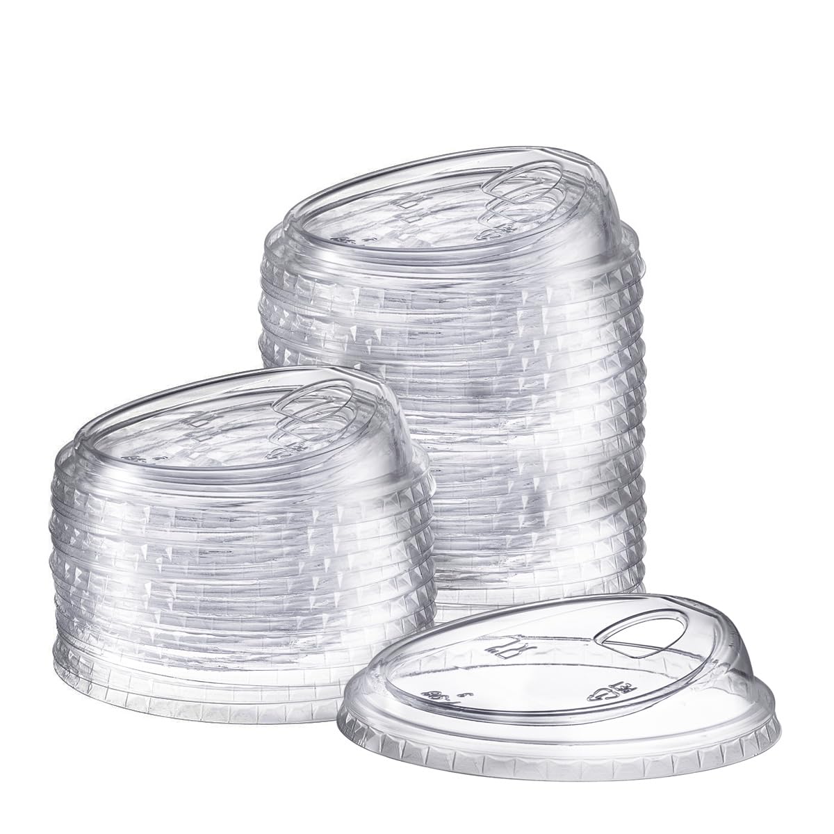 [100 Count] Crystal Clear Strawless PET Plastic Lids for 12, 16, 20 & 24 oz. Milkshake Cups
