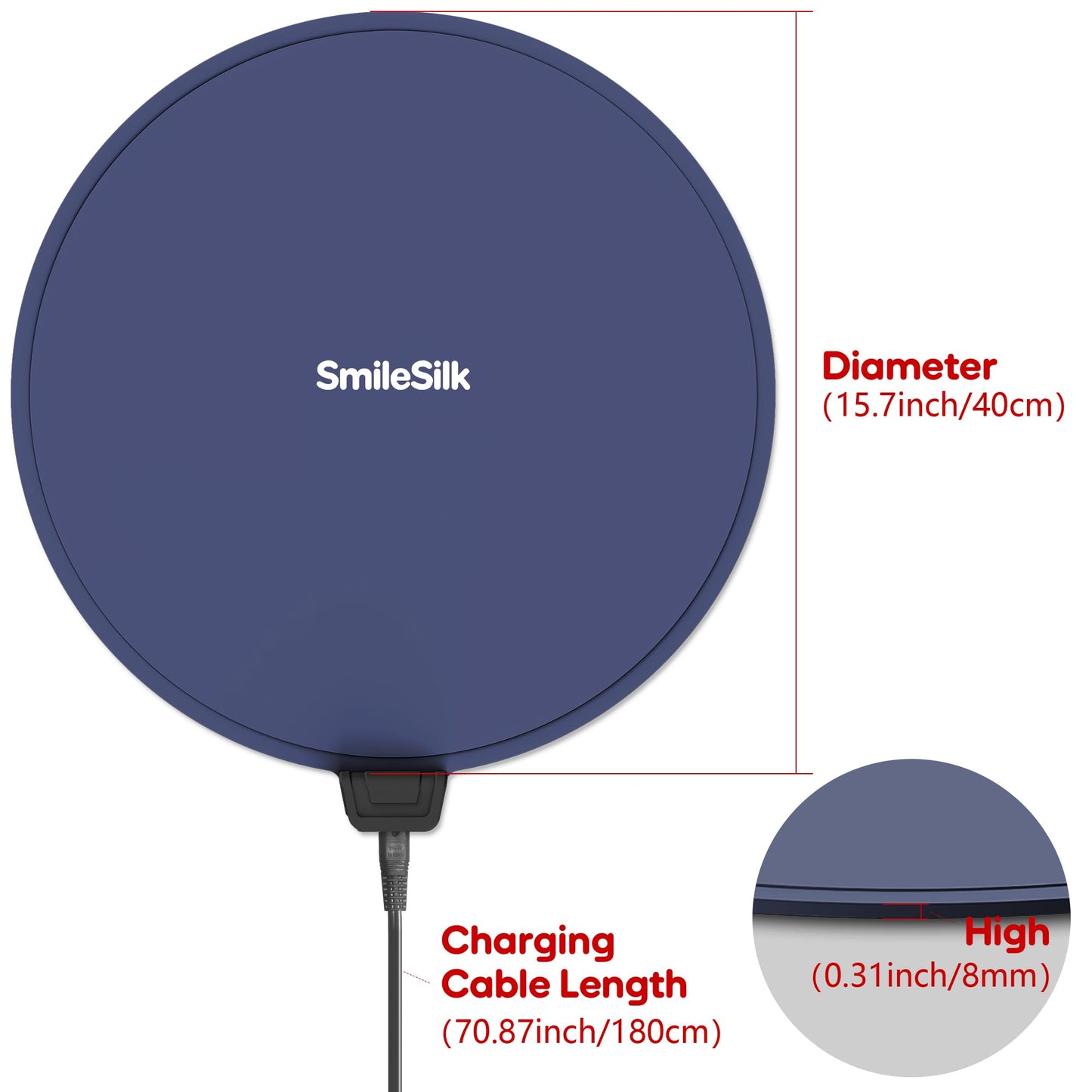 Smilesilk Portable Silicone Pizza Warming Mat - Roll Up Electric Food Heating Pad Tray, Fast Even Heating for Buffet Parties, Foldable Hot Plate Warmer for Home Kitchen Gifts (Navy blue)