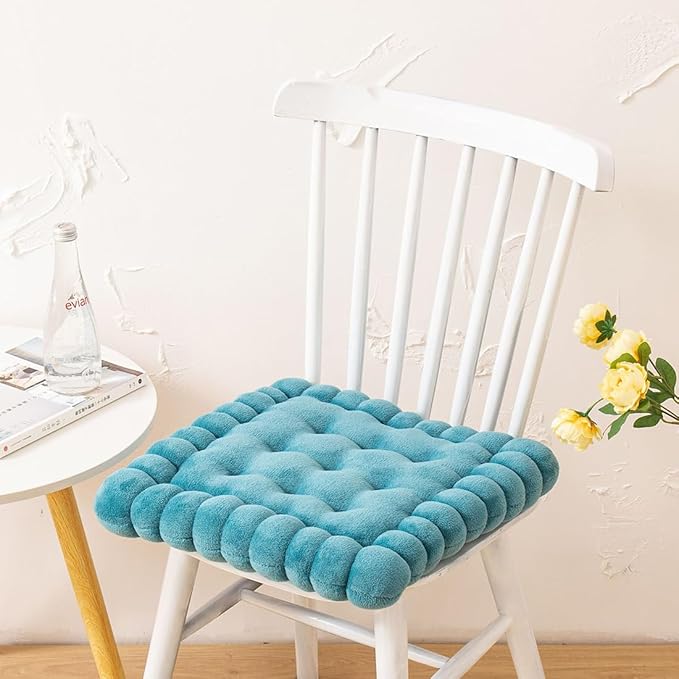 vctops Velvet Chair Pad Seat Cushion Solid Color Square Seat Pad Indoor Floor Cushion Super Soft Warm Chair Cushion Pad for Home Kitchen Dining Room Office (Blue,16"x16")