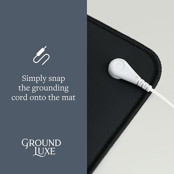GroundLuxe Earthing Mat for Feet- Universal Grounding Mat w/ 15 Foot grounding Cord, Tester and Adaptor- Grounded Pad to Connect to The Earth
