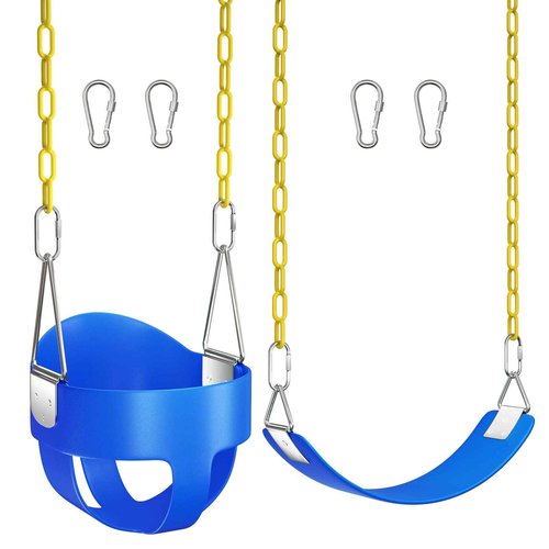 AGPTEK Toddler Swing Set, Heavy Duty Bucket Swing with Adjustable Rope, Toddler Cute Shape with 250 LB and 150 LB Capacity - Blue