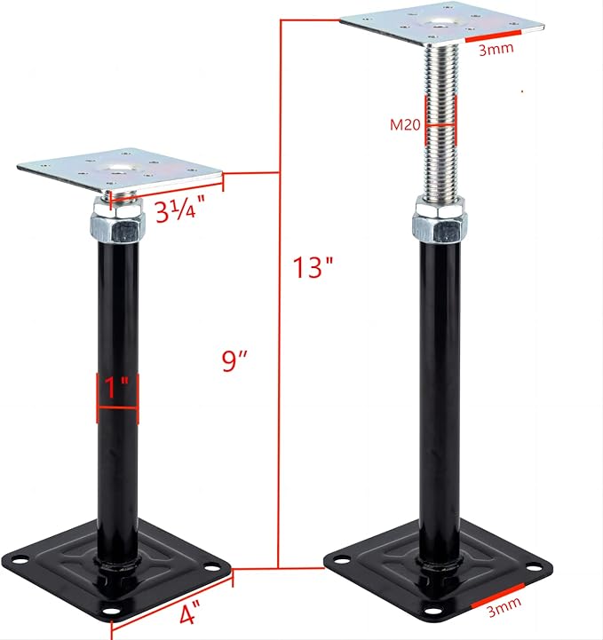 YXGJDP 2-Pack Lift Supports,Adjust Supports,Level Supports,Floor Jacks,Adjustable House Jack for The Floor,Mini Screw Jack- Post 9" to 13"