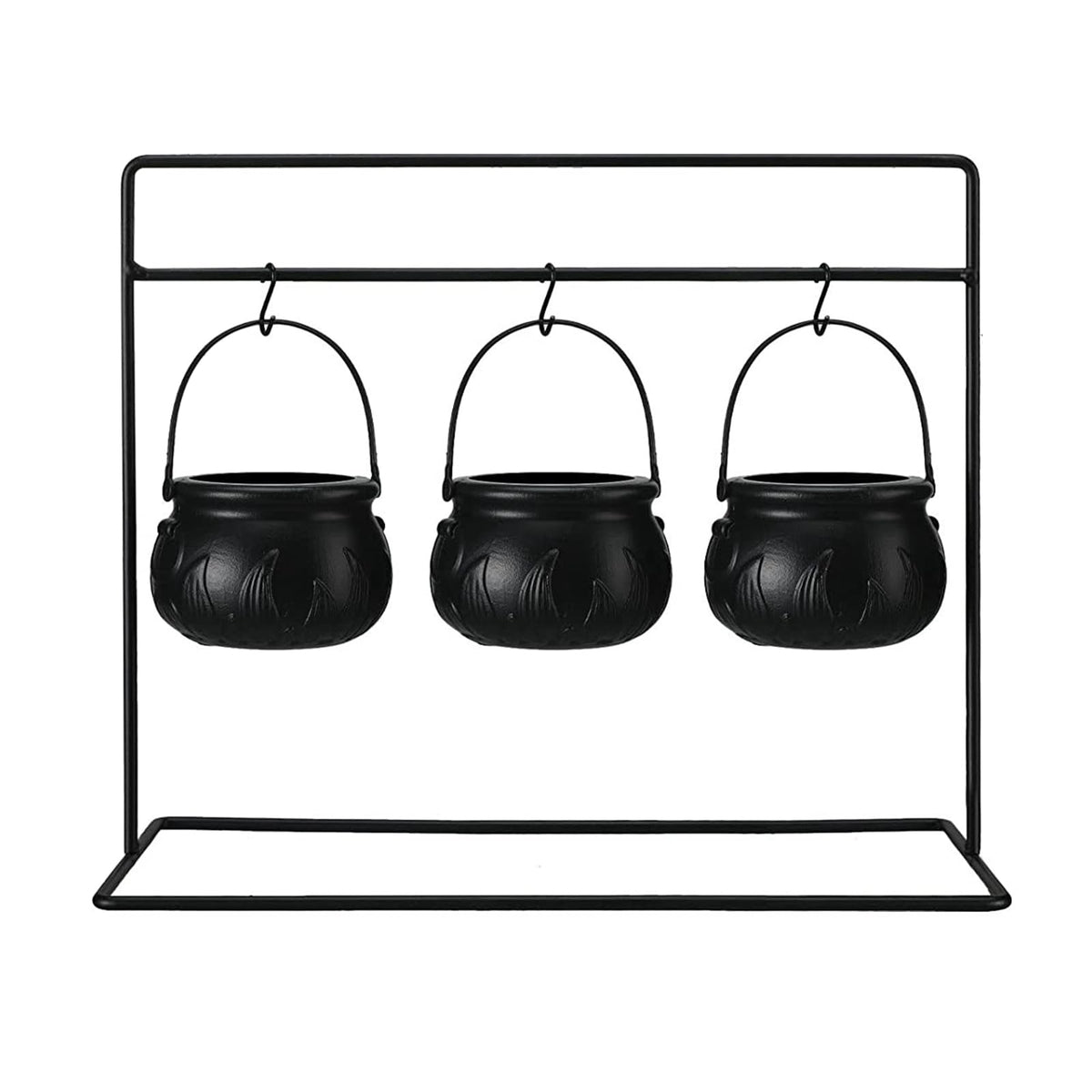 Ochine Set of 3 Witches Cauldron Candy Serving Bowls on Rack, Trick or Treat Bowl Funny Halloween Cauldron Candy Holder for Halloween Decorations