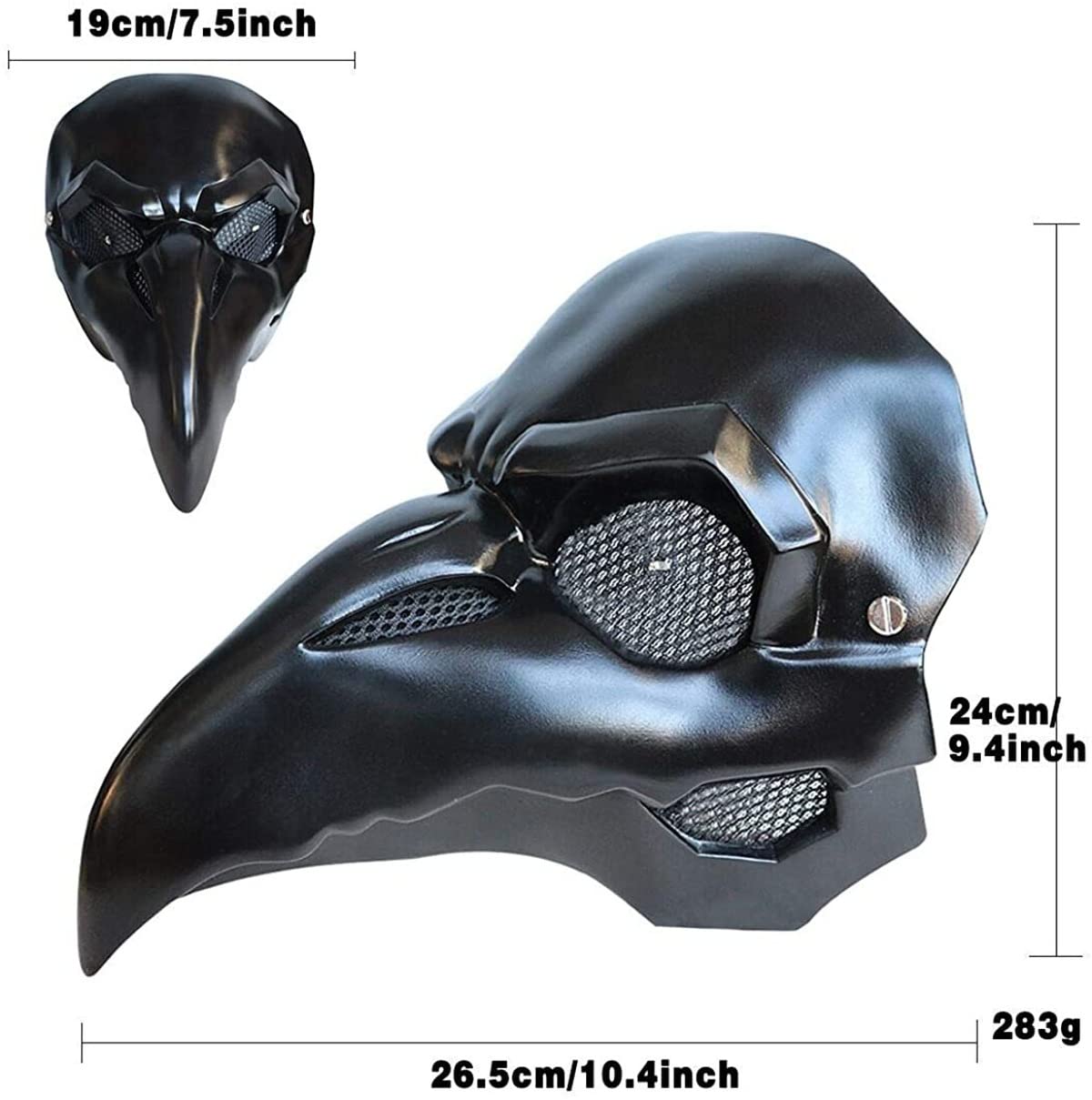CAFELE Steampunk Plague Doctor Bird Mask with LED Light, Retro Long Nose Beak Cosplay Halloween Masquerade Costume Prop (Green Led)