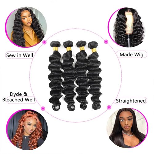 Loose Deep Wave Bundles 16 18 20 Inch Human Hair Bundles for Black Women 10A Grade Unprocessed Brazilian Hair Bundles Human Hair Extensions