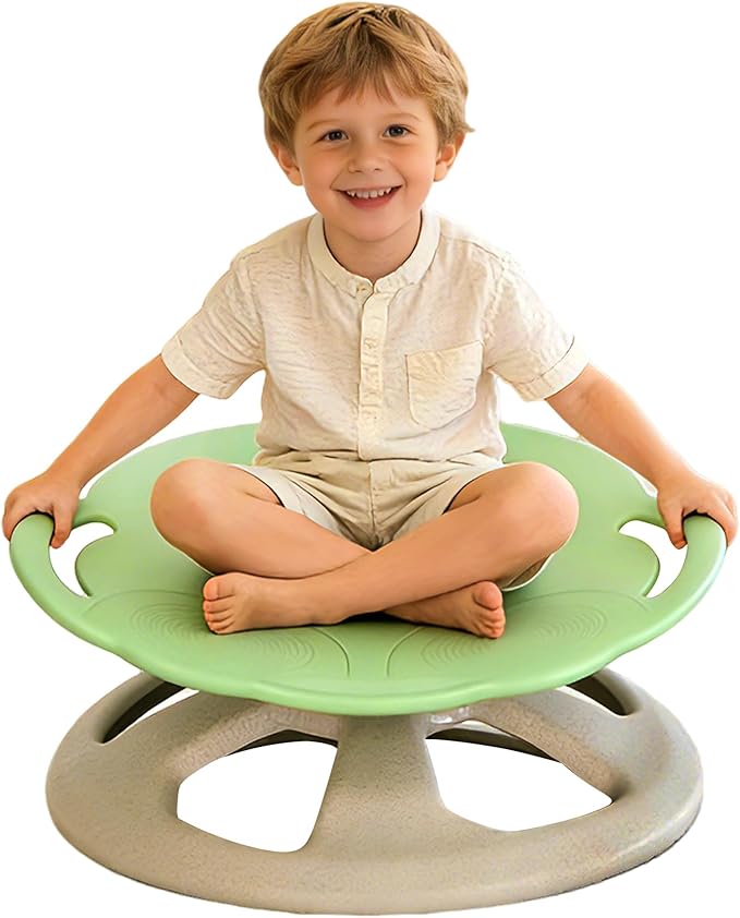 FERUERW Spinning Chair for Autistic Kids with Handle, Sensory Swivel Chair, 220LBS Weight Capacity, Sensory Toy for Children with ADHD/Autism, Training Body Coordination, 3+ Years (Light Green)